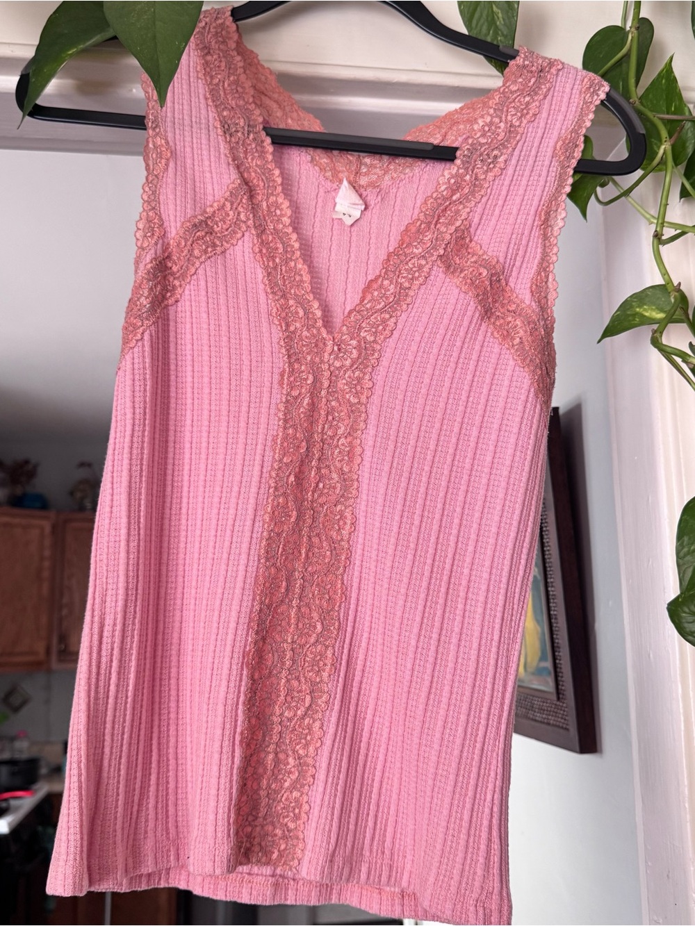 Vintage Only Hearts Lace Tank top M pink Y2K Retro Vtg cottage Barbie